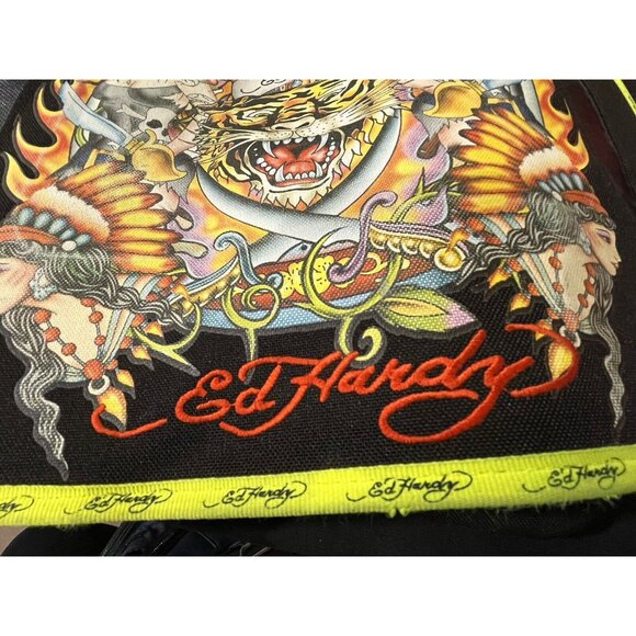 Ed Hardy by Christian Audigier Messenger Laptop Bag Pirate Ladies Tiger Canvas - Picture 2 of 16